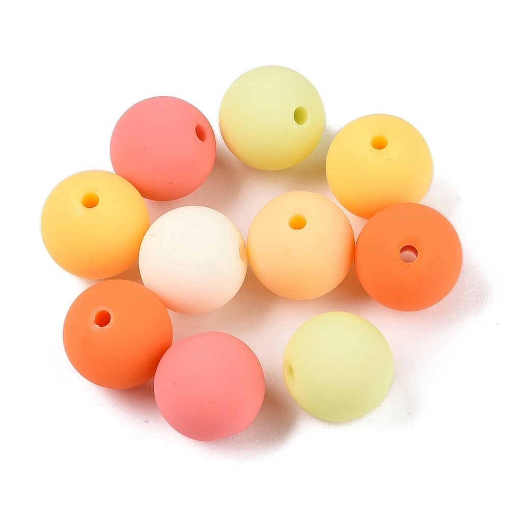 30 x 11mm Rubberized Acrylic Beads, Sunny Yellow Mix