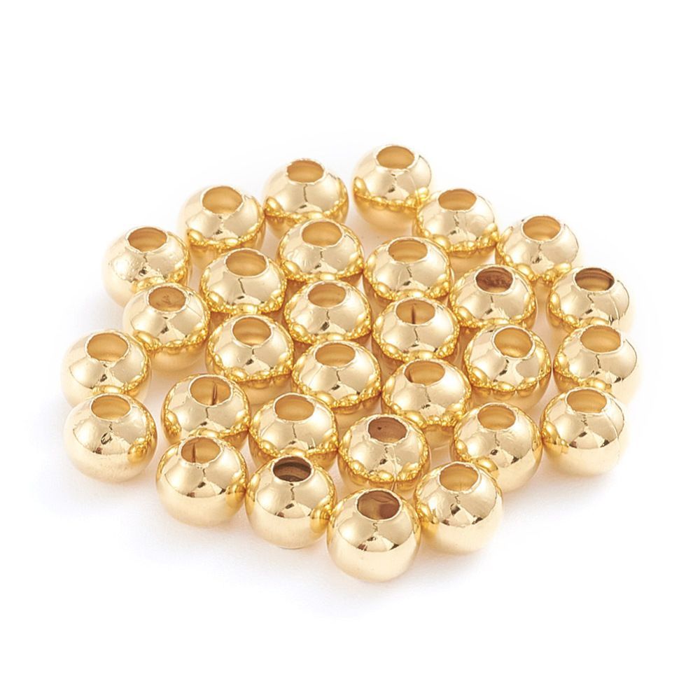 50 x Stainless Steel Beads in Gold, 5mm