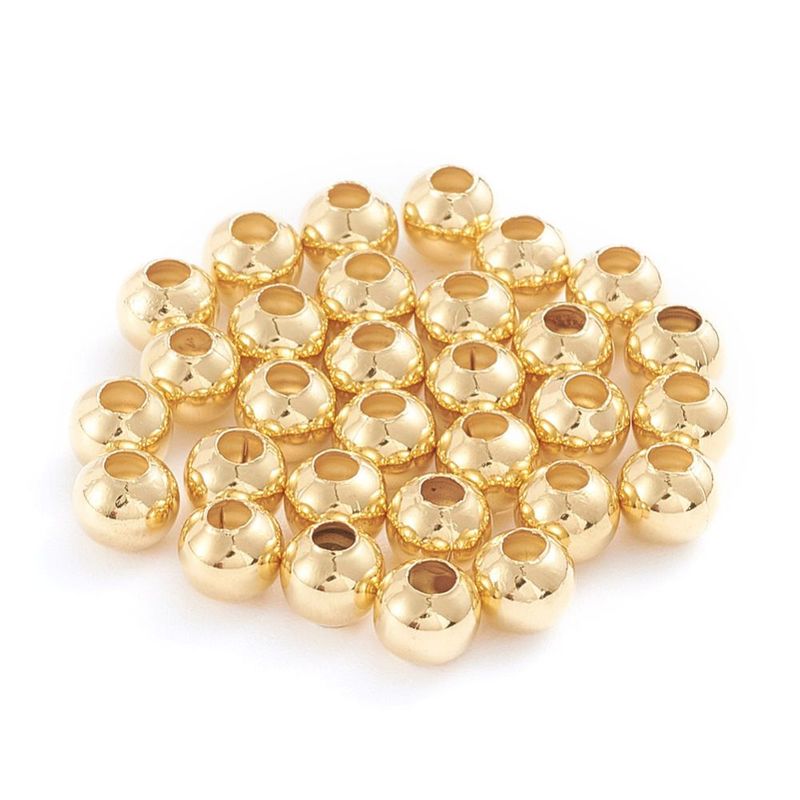 50 x Stainless Steel Beads in Gold, 5mm