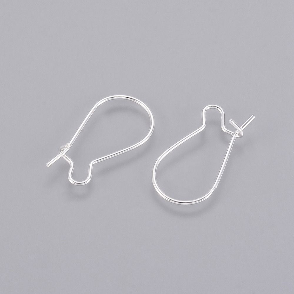 20 x Silver Plated Kidney Ear Wires, 20x10mm