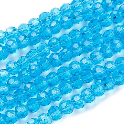 6mm Faceted Glass Beads in Turquoise, 1 Strand