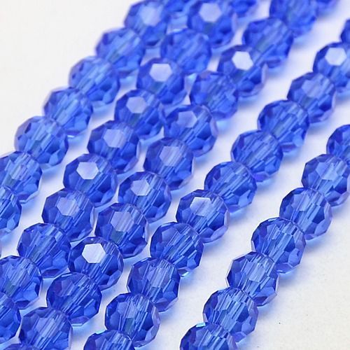 6mm Faceted Glass Beads in Blue, 1 Strand