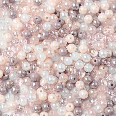 100 x Glass Beads, Mixed Pinks, 4mm