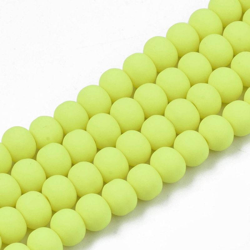 Polymer Clay Beads, Bright Yellow, 7x5mm