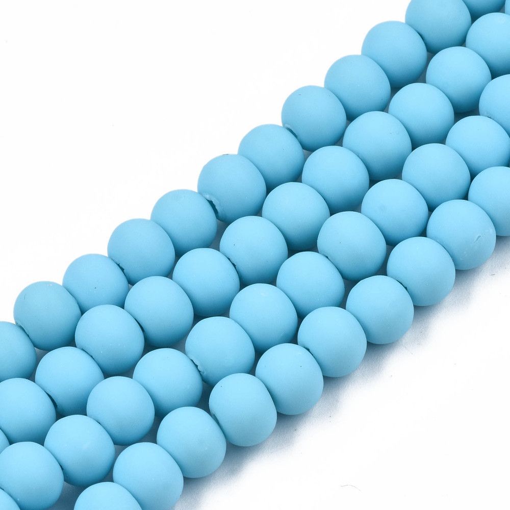 Polymer Clay Beads, Bright Blue, 7x5mm