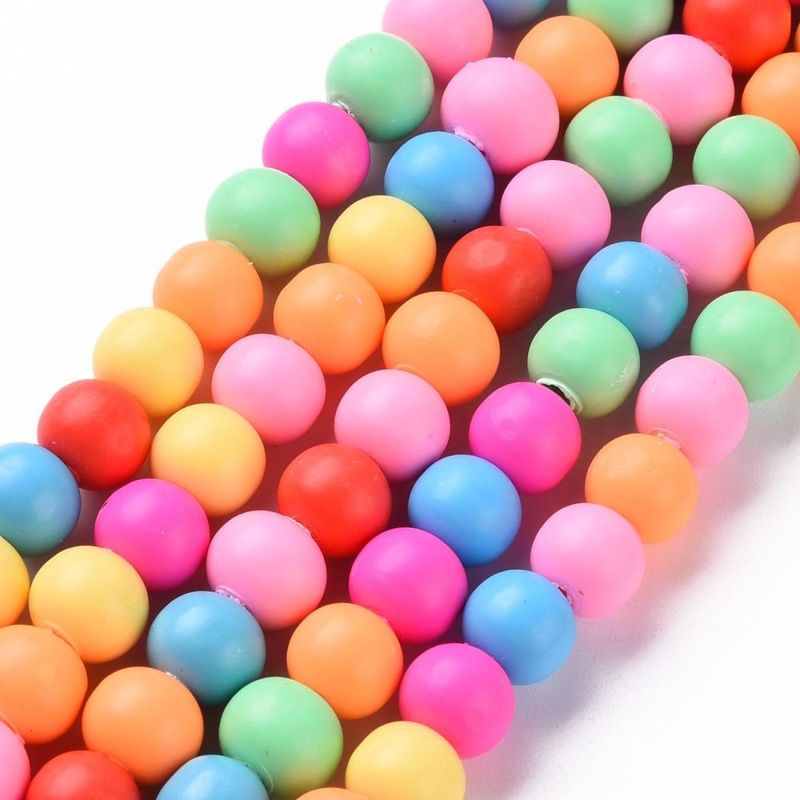 Polymer Clay Beads, Mixed Neon Colours, 8mm