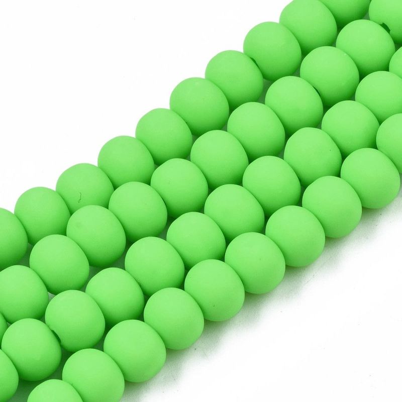 Polymer Clay Beads, Bright Green, 7x5mm