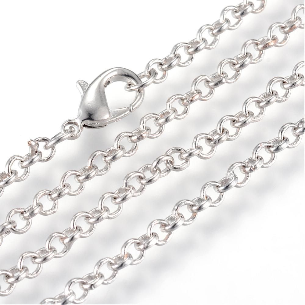 Antique Silver Plated Finished Rolo Chain, 17.5"