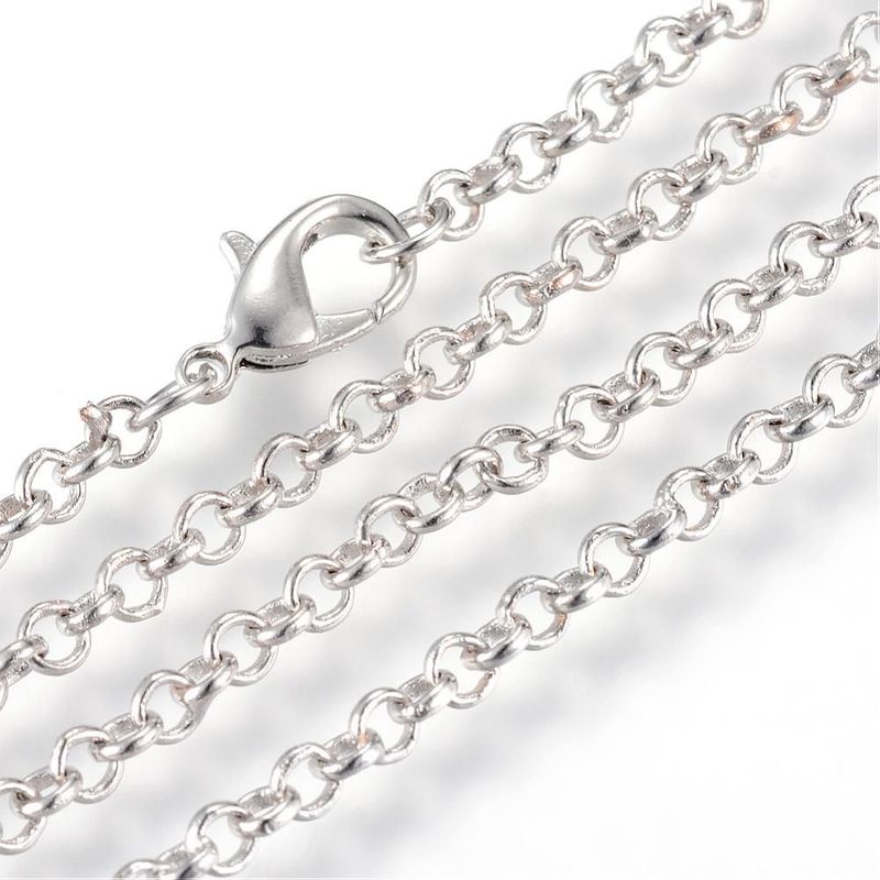 Antique Silver Plated Finished Rolo Chain, 17.5"