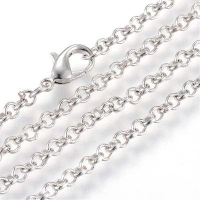 Antique Silver Plated Finished Rolo Chain, 17.5"