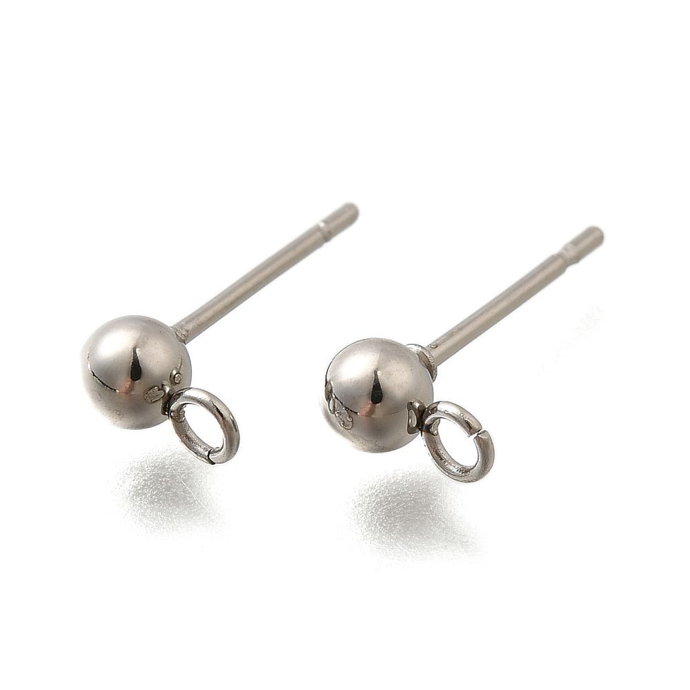 10 x Stainless Steel Earring Studs with Loop