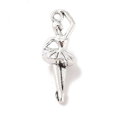 Silver Plated Ballerina Charm, 30x9mm