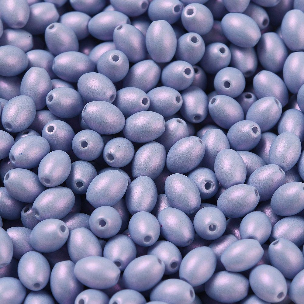 100 x Pearlised Oval Glass Beads, 5x3.5mm, Pastel Purple