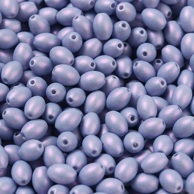 100 x Pearlised Oval Glass Beads, 5x3.5mm, Pastel Purple
