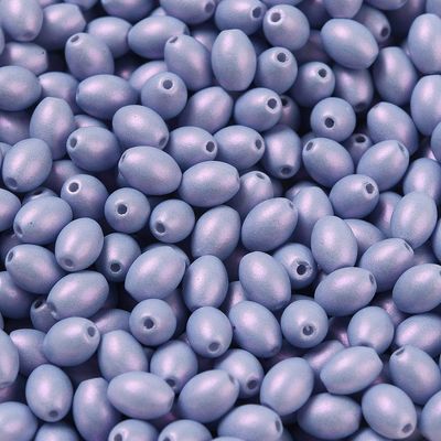 100 x Pearlised Oval Glass Beads, 5x3.5mm, Pastel Purple