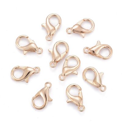 10 x Lobster Clasps in Light Gold 12x6mm