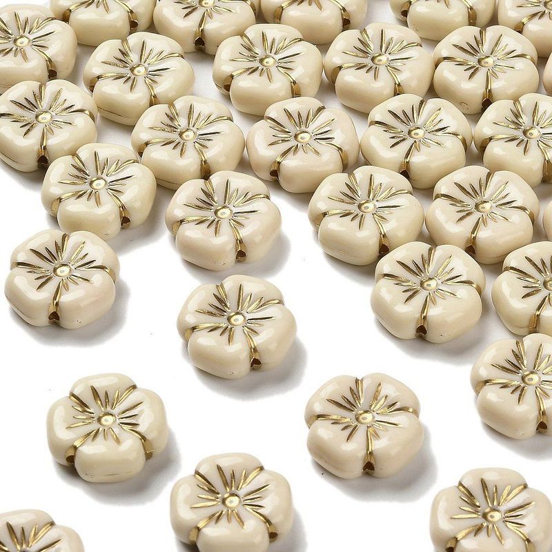 20 x Plated Acrylic Flower Beads in Ivory, 20mm