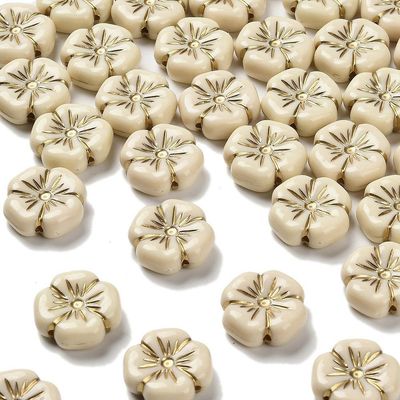 20 x Plated Acrylic Flower Beads in Ivory, 20mm
