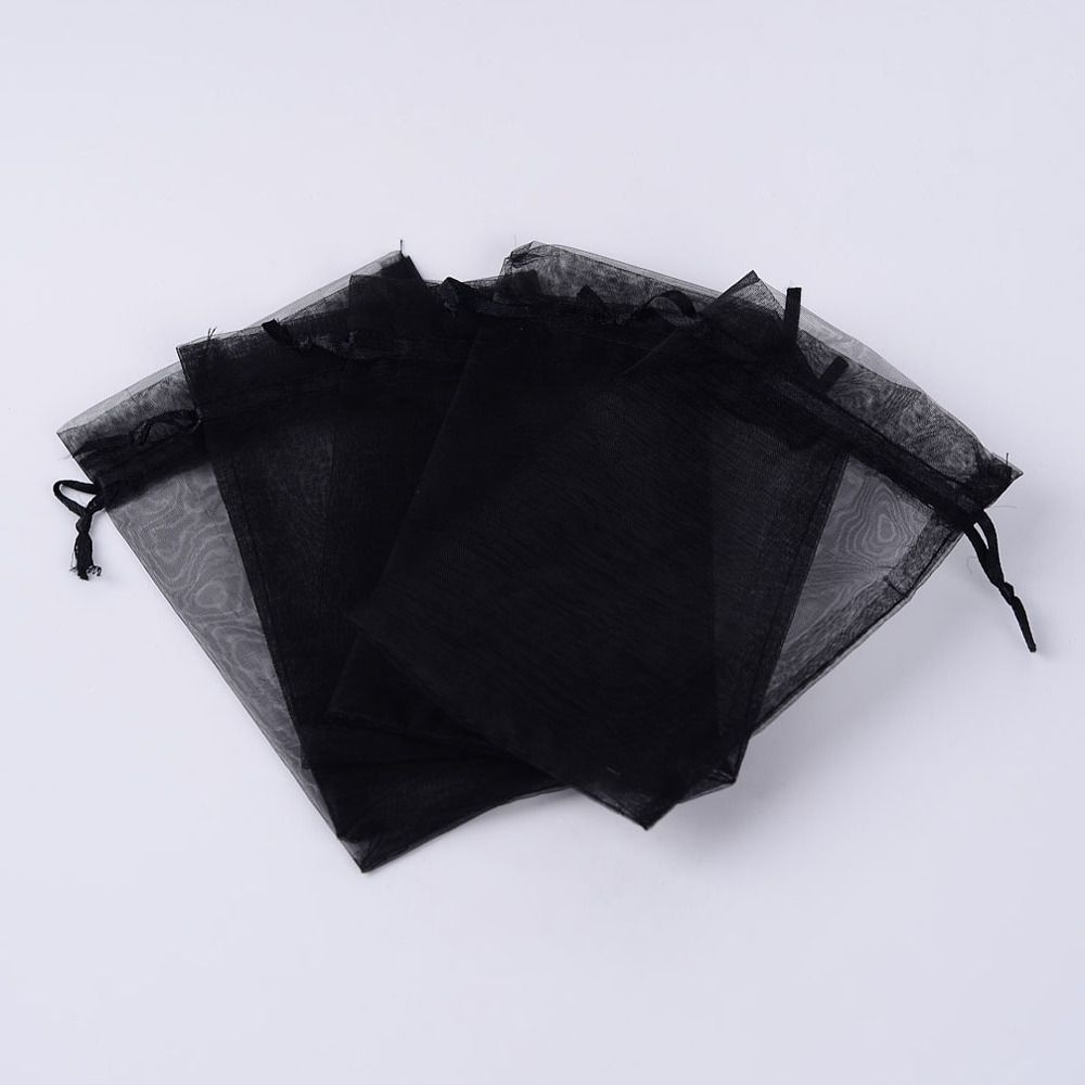 10 x 10x8cm Organza Pouches, Black
