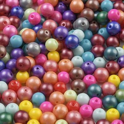 100 x Pearlised Mixed Glass Beads, 6mm