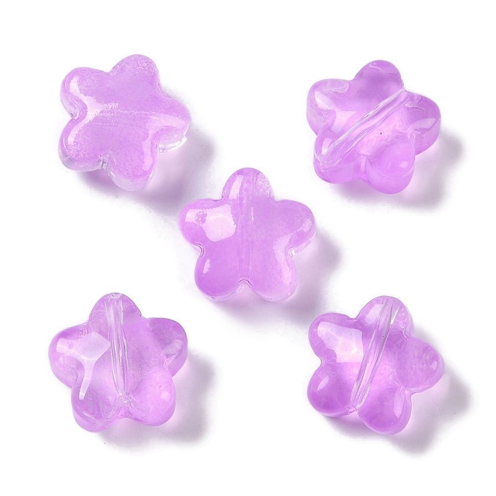30 x Glass Star Beads, Purple, 12x6mm