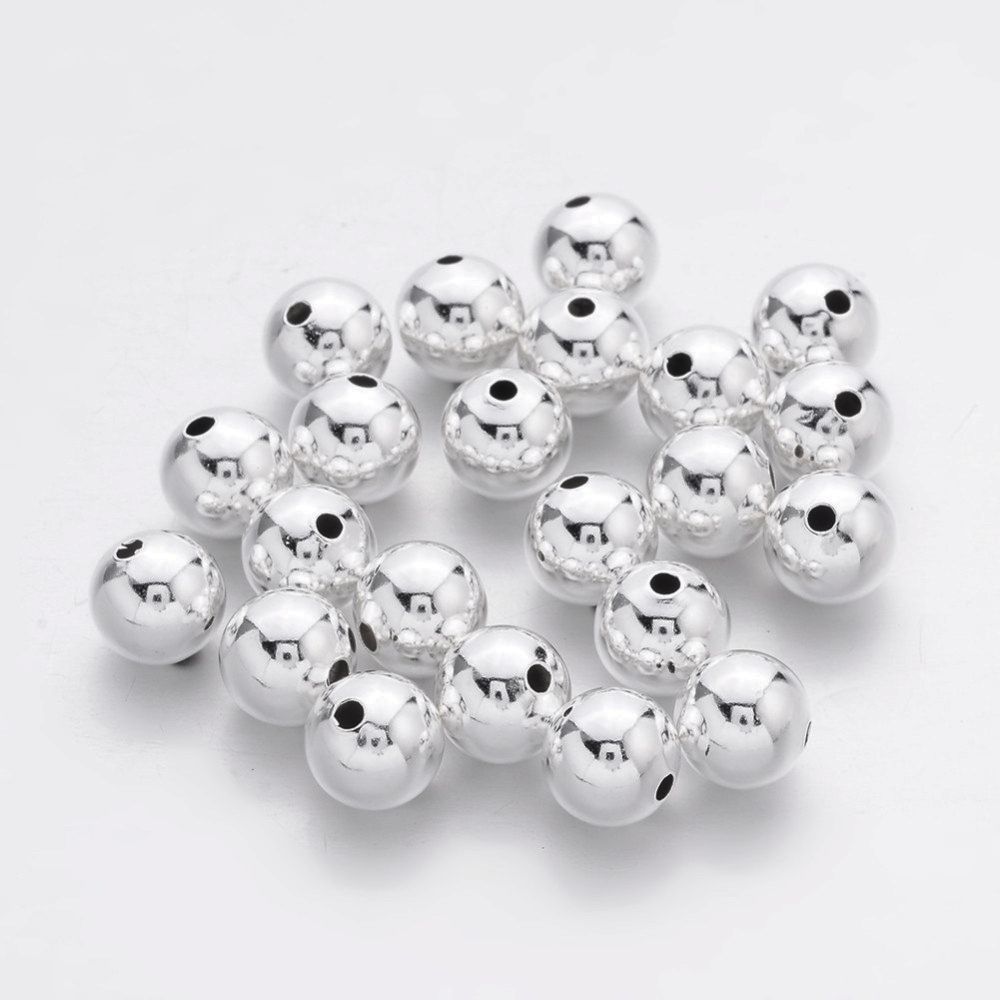 50 x 8mm Silver Plated Beads