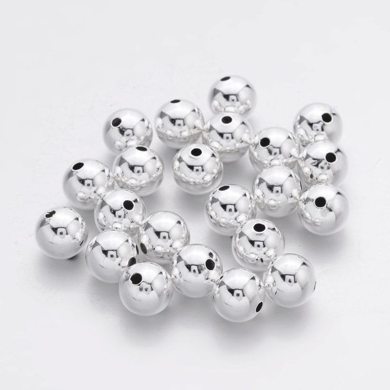 50 x 8mm Silver Plated Beads