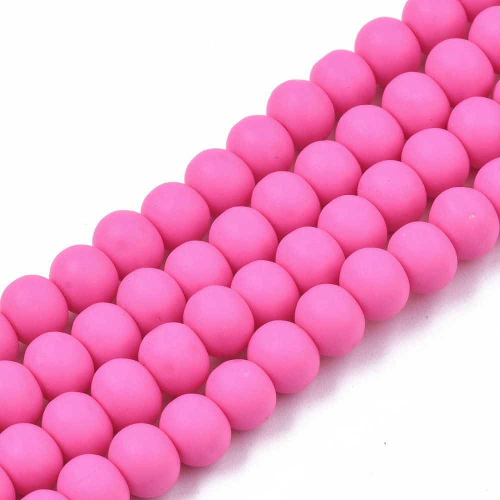 Polymer Clay Beads, Hot Pink, 7x5mm