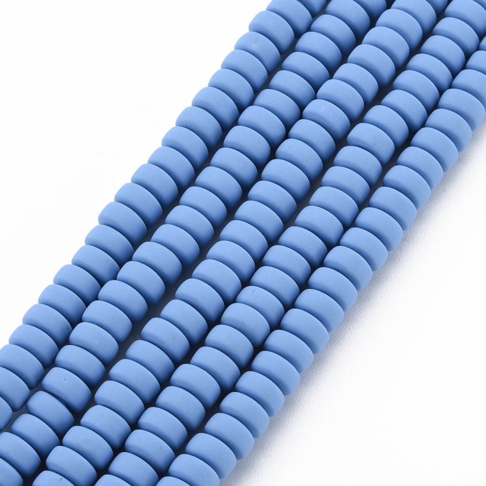 Polymer Clay Rondelle Beads, Cornflower Blue, 6x3mm