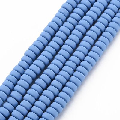 Polymer Clay Rondelle Beads, Cornflower Blue, 6x3mm