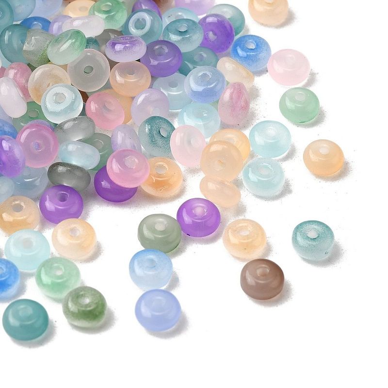 100 x Translucent Glass Rondelles in Mixed Pastels, 6x3mm