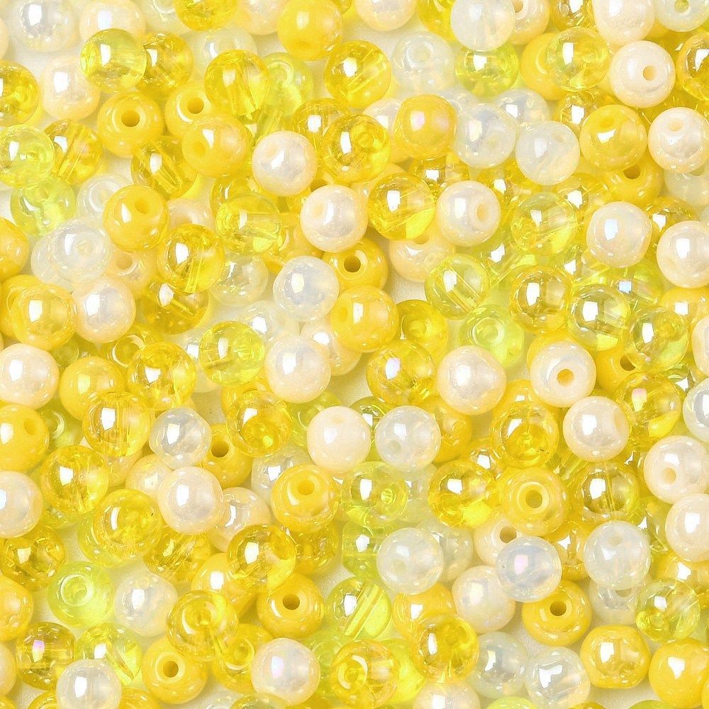 100 x Glass Beads, Mixed Yellows