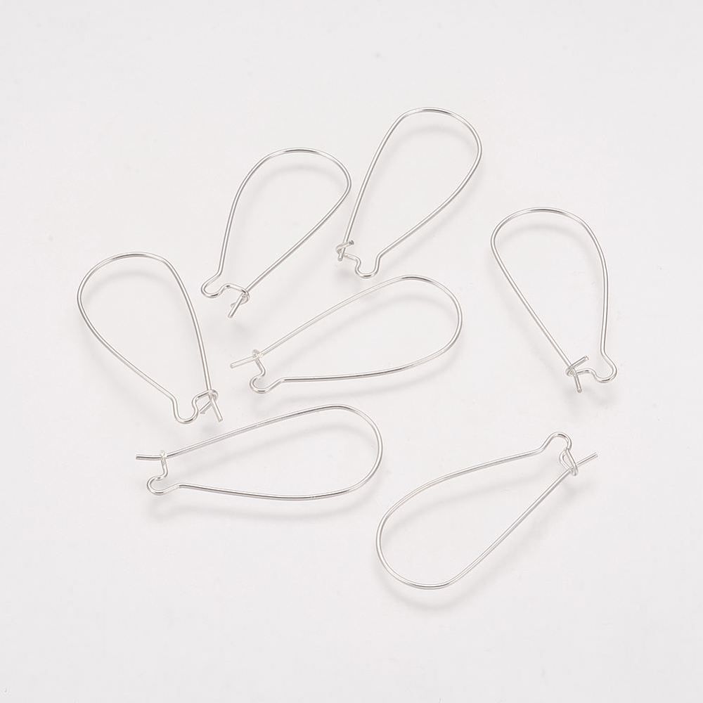 20 x Silver Plated Kidney Ear Wires, 33x14mm