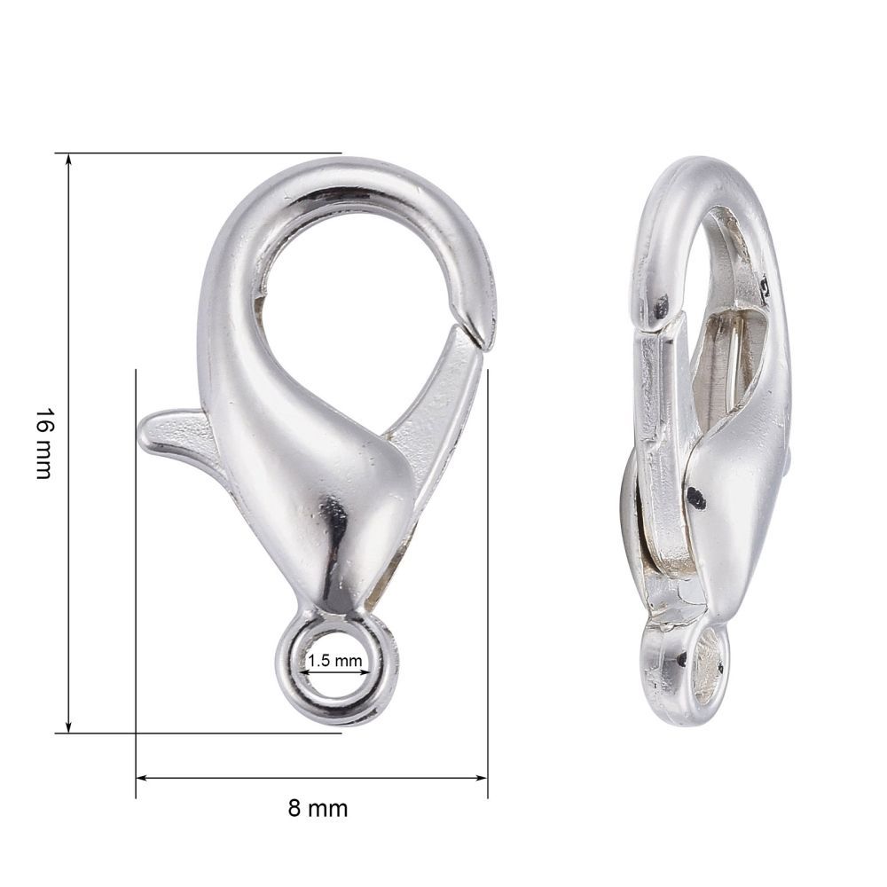 10 x Silver Plated Lobster Clasps, 16x8mm