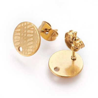 10 x Gold Plated Stainless Steel Ear Posts with Hole and Backs, 10mm