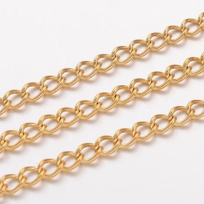 Stainless Steel Gold Curb Chain 5 x 3.5mm, 1 Metre
