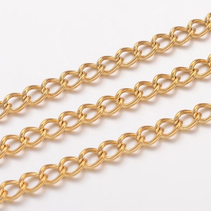Stainless Steel Gold Curb Chain 5 x 3.5mm, 1 Metre