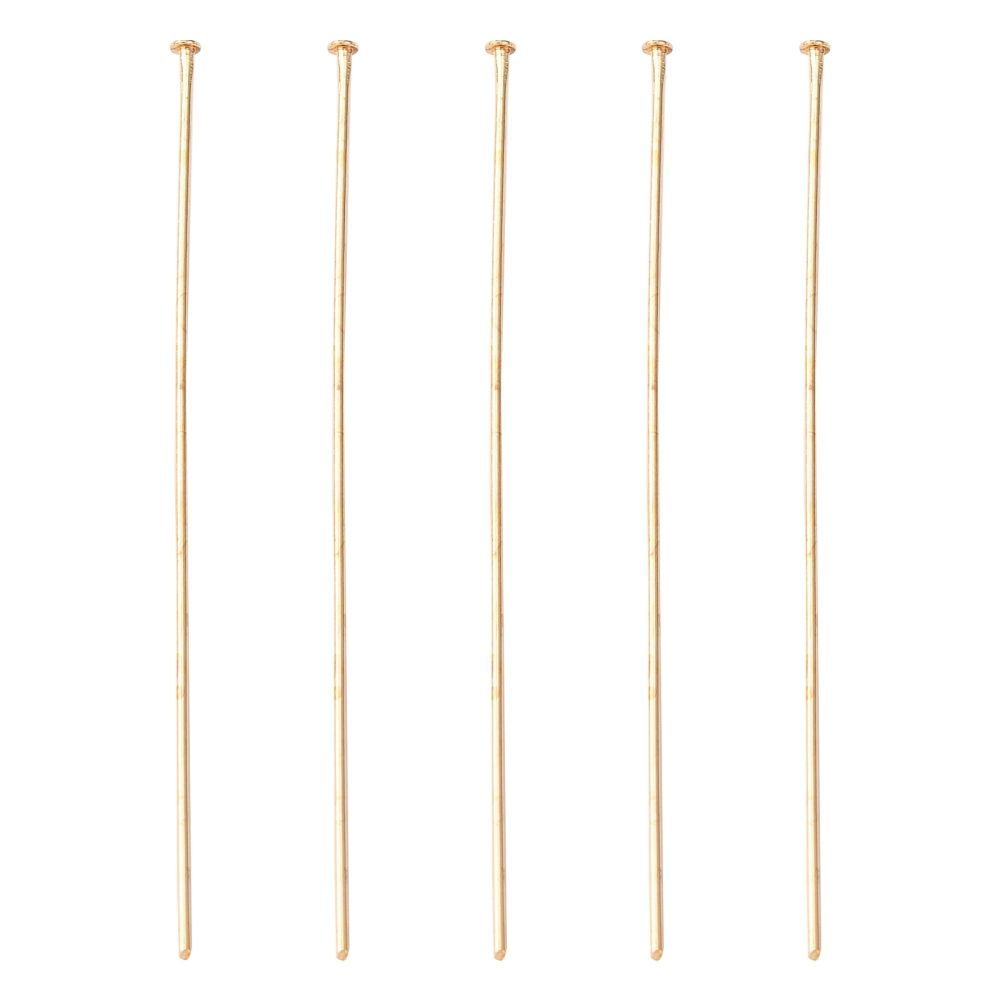50 x LIGHT Gold Plated Head Pins, 50x0.6mm