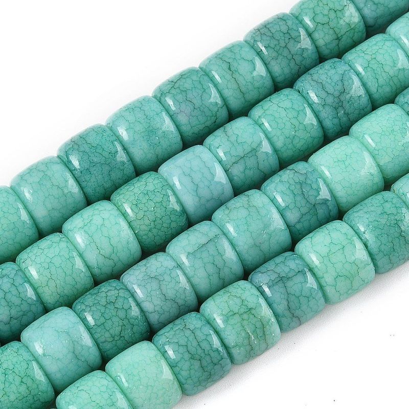 10x7mm Glass Rondelle Beads in Sea Green