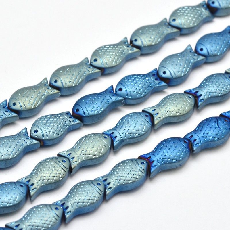 Electroplated Frosted Glass Fish Beads, 15x8x5mm, Sea Green