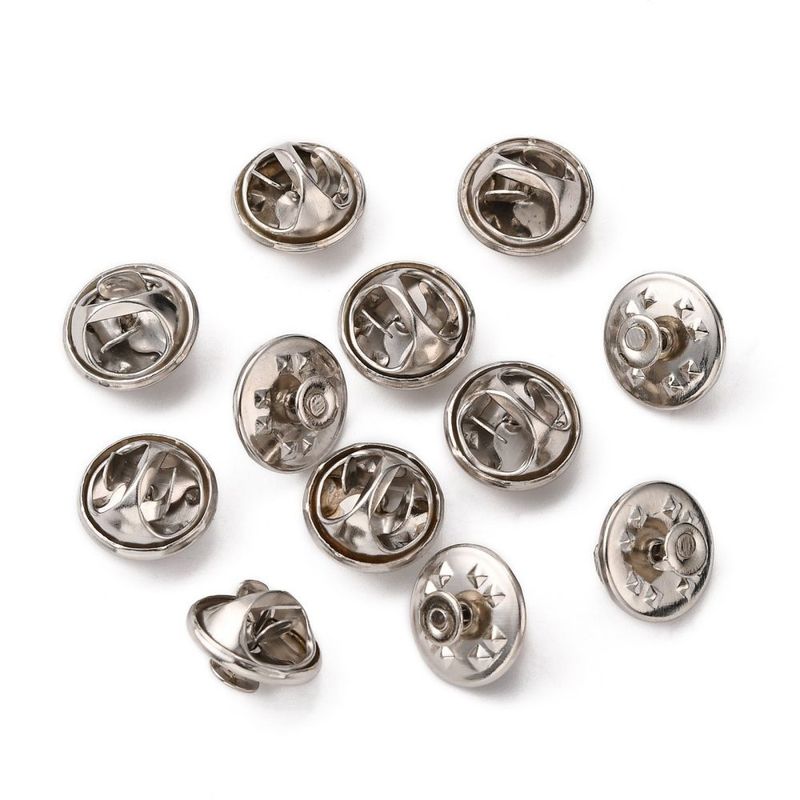 10 x Lapel/Brooch Pins & Backs, Silver Tone
