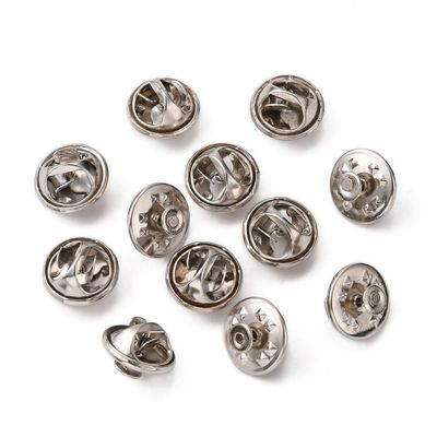 10 x Lapel/Brooch Pins & Backs, Silver Tone