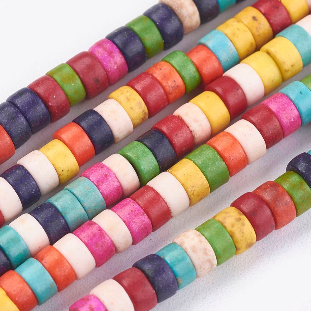 Howlite Heishi Beads in Mixed Colours, 4x2mm, 1 Strand