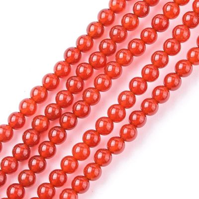 Natural Red Agate/Carnelian Beads, 4mm, 1 Strand