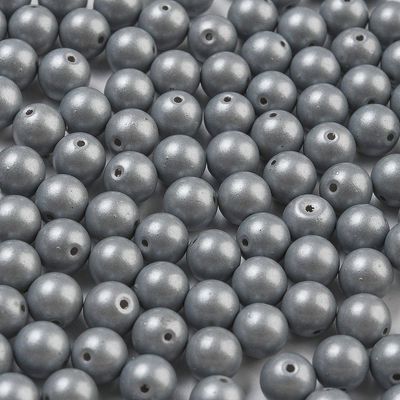 100 x Pearlised Glass Beads, Grey, 6mm