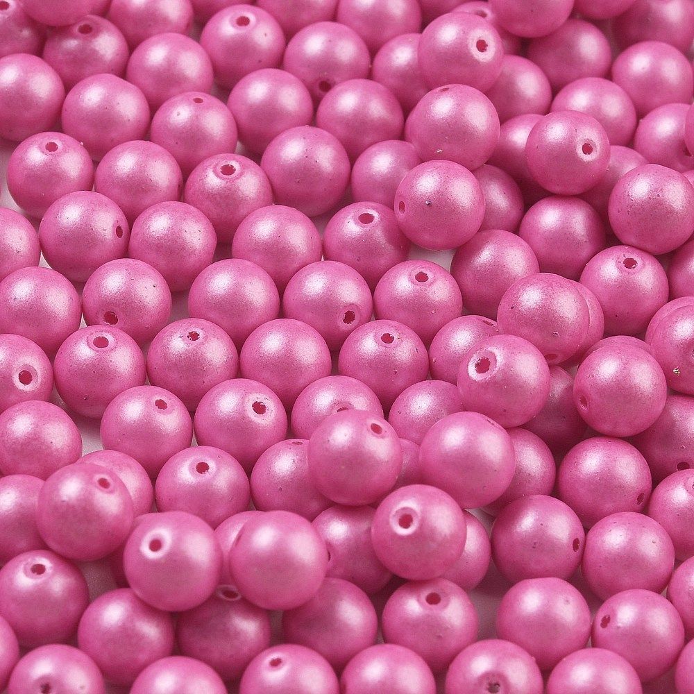 100 x Pearlised Glass Beads, Rose Pink, 6mm