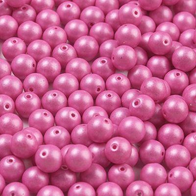 100 x Pearlised Glass Beads, Rose Pink, 6mm
