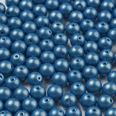 100 x Pearlised Glass Beads, Cobalt Blue, 6mm
