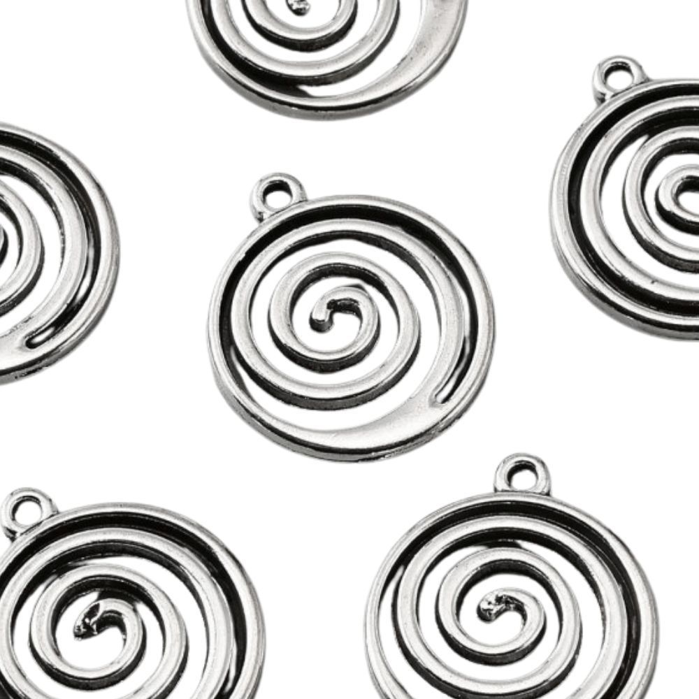 Antique Silver Spiral Pendant, 19x17x2mm