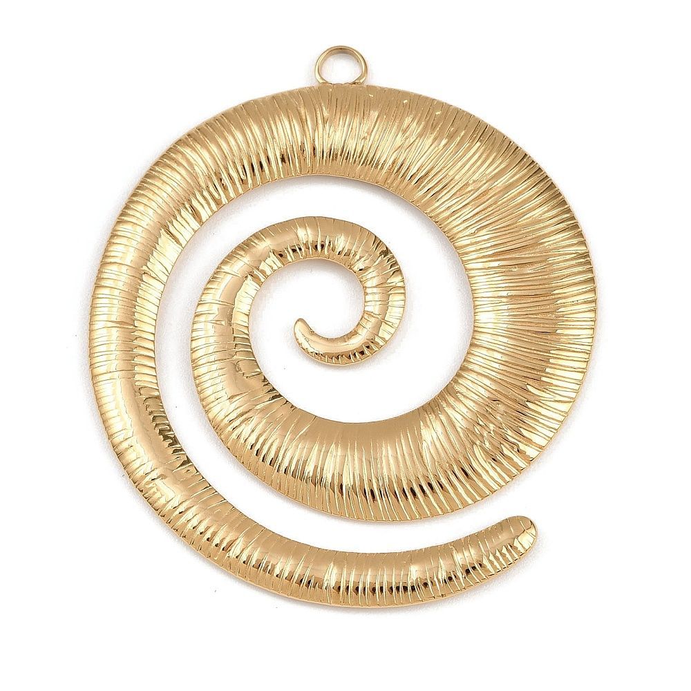 Stainless Steel Gold Spiral Pendant, 48x42x2mm